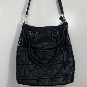 Black Quilted Shoulder Crossbody Bag / Tote